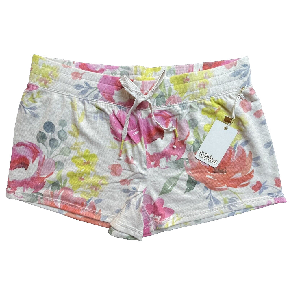 PJ Salvage Shorts Womens Medium Floral Pastel Cute Girly Drawstring Comfy Lounge